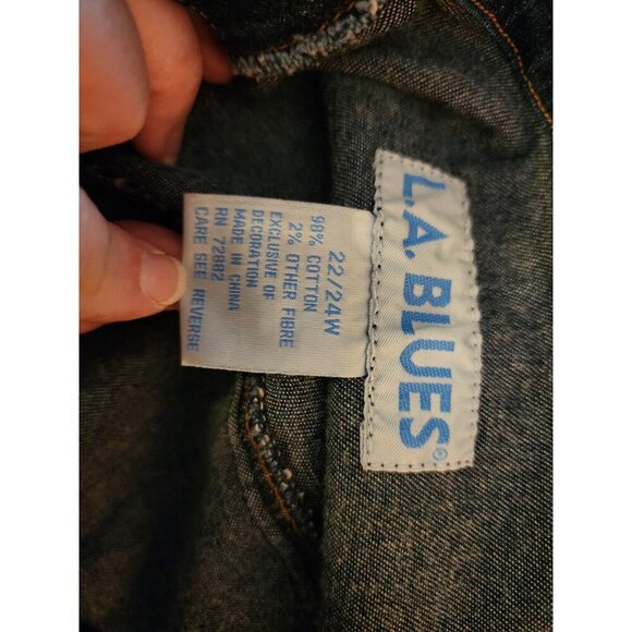 Vintage L A Blues Women Plus Size 22/24 Jean Jacket Full Zip Front Studded - Picture 4 of 11